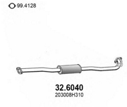 ASSO 326040 Глушит зд ч Nissan X-Trail 2.0, 2.5 01-06