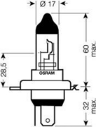 Osram 64193SV2 Лампа галогенная OSRAM H4 P43t 12V60/55W 3200K 1шт.