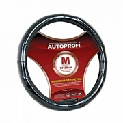 AUTOPROFI AP850BKM Кожаная оплётка руля AUTOPROFI AP-850 BK (M)