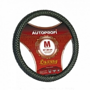 AUTOPROFI AP800BKM Кожаная оплётка руля AUTOPROFI AP-800 BK (M)