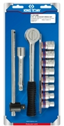 KING TONY 4311MR Набор торцевых головок 1/2&quot;&quot;, шестигранные, 10-19 мм, 11 предметов