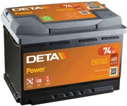 DETA DB740 Батарея аккумуляторная 74А/ч 680А 12В обратная полярн. стандартные клеммы