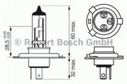 Bosch 1987301001 Лампа 12V H4 60/55W Pure Light 1 шт. картон