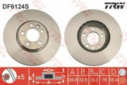 TRW DF6124S диск тормозной передний VW Passat/Passat CC 1.4-2.0TSI/3.6FSI/1.6-2.0TDI 08