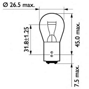 Philips 13499B2 Лампа 24V P21/5W 5W BAY15d 2 шт. блистер