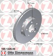 Zimmermann 100122600 Диск торм пер. Вент. Audi v8 4.2 91-94 AUDI