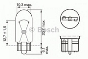 Bosch W5W Лампа накаливания, фонарь освещения номерного знака