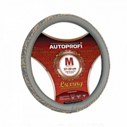 AUTOPROFI AP810DGYGYBEM Кожаная оплётка руля AUTOPROFI AP-810 D.GY/GY,BE (M)