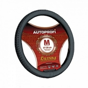 AUTOPROFI AP810BKM Кожаная оплётка руля AUTOPROFI AP-810 BK (M)