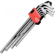 YATO YT0512 Набор ключей TORX Г-образных с отверстием длинных, 9пр. (Т10,Т15,Т20,Т25,Т27,Т30,Т40,Т45,Т50)