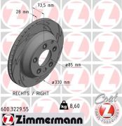 Zimmermann 600322955 Слотированный тормозной диск Black:Z