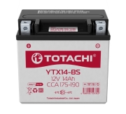 TOTACHI 4589904523342 Батарея аккумуляторная 14А/ч 190А прямая полярн. болтовые мото клеммы