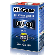 Hi-Gear HG0044 Масло моторное Hi-Gear FULL SYNTHETIC 0W-40 синтетика  4 л.