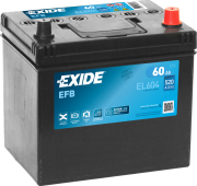 EXIDE EL604 Батарея аккумуляторная 60А/ч 520А 12В обратная поляр. тонкие вынос. (Азия) клеммы