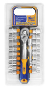 Kraft KT700691 Набор головок торцевых и принадлежностей 1/2&quot;Dr 6 гр. и E-star 20 предметов