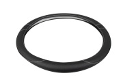 Kraft KT800312 Оплетка рулевого колеса эко-кожа гладкая с перфорированными вставками, черная/белая строчка, диаметр 35-37 см, размер S