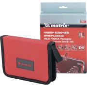 Matrix 12314 Набор ключей имбусовых HEX-Torx , 18 шт: HEX 1.5-10 мм, T10-T50, CrV, коротких, с сатиновым покрытием Matrix