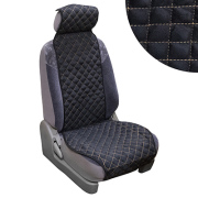 Skyway S01302017 Накидка сиденья алькантара SKYWAY EXPENSIV Черная (строчка золотая) 1 шт
