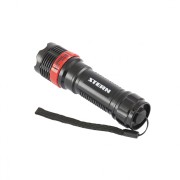 STERN 90570 Фонарь бытовой, пластик, 1 W Led, ремешок, зум, 3 режима 100%-50%-строб, 3 х ААА Stern