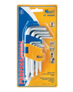 Kraft KT700564 Набор ключей торцевых шестиграных Г-образных с шаром, короткие,9шт