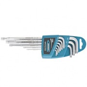 GROSS 16408 Набор ключей имбусовых Torx -TT, 9 шт: T10-T50, экстра-длинные, S2, сатинированные Gross