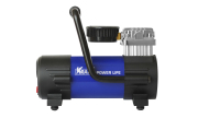 Kraft KT800027 Автомобильный компрессор Power Life BASIC с манометром и светодиодным фонарем, 35 л/мин, 7 Атм, 12 В, 4 дополнительные насадки, в сумке