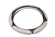 Kraft KT800322 Оплетка рулевого колеса &quot;6 спонжей&quot; эко-кожа перфорированная + алькантара, черно-серая, диаметр 37-39 см, размер М