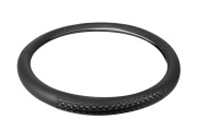 Kraft KT800315 Оплетка рулевого колеса  эко-кожа гладкая + вставки с тиснением, черная, диаметр 37-39 см, размер М