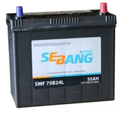 SEBANG SMF75B24L Аккумулятор SMF 55 А/ч обратная R+ EN 520A, 238x129x225 75B24L