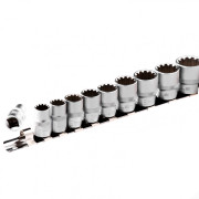 Stels 13639 Набор универсальных торцевых головок, 3/8, SpLine, CrV, 10 шт, 8-19 мм Stels