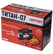 Skyway S02001020 Компрессор металлический 65л/мин 2х поршневой с крокодилами SKYWAY ТИТАН-07 с фонарем