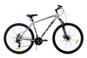 Stels LU084381 Велосипед 27,5&quot; горный STELS Navigator 700 D, гидр. диск. тормоза, количество скоростей 21, рама сталь 21&quot; серебристый/синий