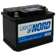 LIGHTS OF NORD 6CT60N Батарея аккумуляторная 60А/ч 460А 12В прямая поляр. стандартные (Европа) клеммы