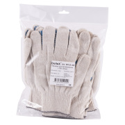DOLLEX 5PVX4W Перчатки х/б с ПВХ '4 нитки' (уп. 5 пар) белые