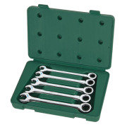 SATA 09078 Ключи (набор)  5пр. Комбинированные с трещот./механизм (Metric) пласт.кор.