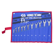 KING TONY 14111MRN KING TONY Набор комбинированных ключей с трещоткой в рожке, 8-19 мм, чехол из теторона, 11 предметов