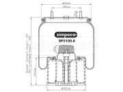 SIMPECO SP21008013 Пневморессора (с пласт. стаканом) BPW о.н.542943210 (SP2100.8013)
