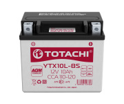 TOTACHI 90010 Батарея аккумуляторная 10А/ч 110А обратная полярн. болтовые мото клеммы