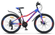 Stels LU082933 Велосипед 24 горный Navigator 410 MD (2019) количество скоростей 21 рама алюминий 12 синий/неоновый/красный