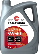 TAKAYAMA 605521 Масло моторное синтетическое SAE 5W-40 API SN/СF  пластик 4л