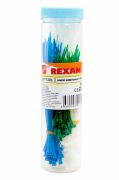 REXANT 077201 Набор хомутов-стяжек нейлоновых REXANT 100, 150, 200 мм, цветные, НХ-1, тубус 200 шт.