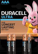 DURACELL LR034BLULTRA Батарейка алкалиновая Ultra AAA 1,5 В упаковка 4 шт. с индикатором заряда