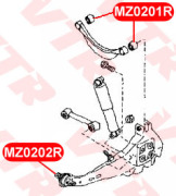 VTR MZ0202R Сайлентблок продольного рычага задней подвески, передний