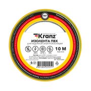 Kranz KR092007 Изолента ПВХ KRANZ 0.13х15 мм, 10 м, желто-зеленая (10 шт./уп.)