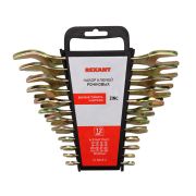 REXANT 1258452 Набор ключей рожковых REXANT (6х7-30х32 мм), 12 шт., желтый цинк