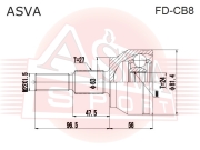 ASVA FDCB8 ШРУС НАРУЖНЫЙ 24X63X27