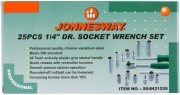 Jonnesway S04H2125S Набор головок торцевых стандартных и глубоких 1/4&quot;&quot;DR, 4-13 мм, 25 предметов