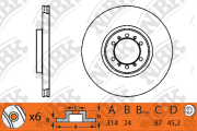NiBK RN1217 Диск тормозной передний MITSUBISHI Pajero II/Sport I /Vent.D=314mm
