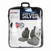 CARFORT SL4211 Чехлы CARFORT Silver, кожа, комплект для передн. кресел, черные, 8 предм.