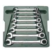 SATA 09079 Ключи (набор)  8пр. Комбинированные с трещот./механизм (Metric) пласт.кор.